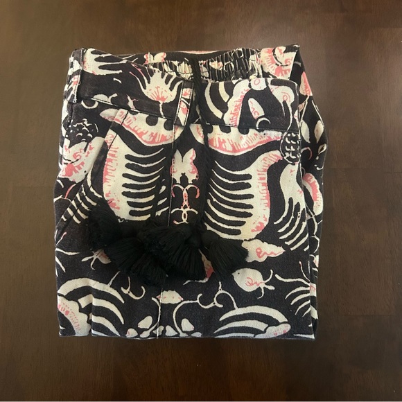 Figue Zulu Straight Leg Brown and Pink Print Cotton Cropped Pants Size M - Picture 14 of 16